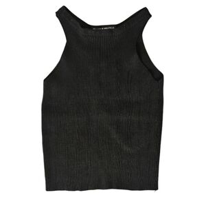 🔥Brandy Melville Cropped Tank Sweater Cut-out Back Detail Black One Size